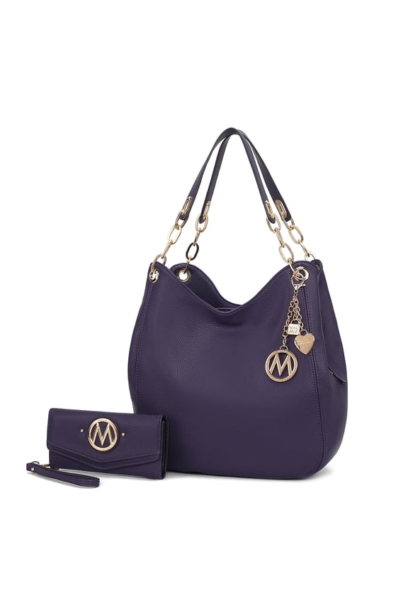Ashley Women's Hobo Bag with Wristlet Wallet, Vegan Leather Shoulder Bag Handbag Purse Set by Mia K