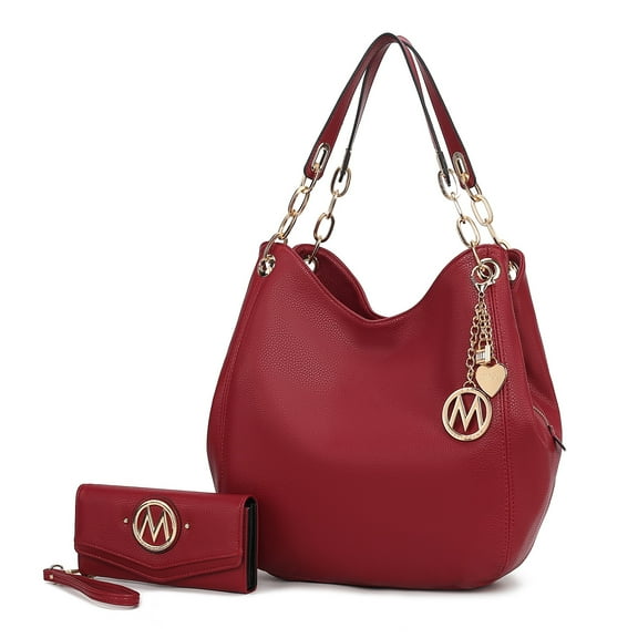 MKF Collection Ashley Women's Hobo Bag with Wristlet Wallet, Vegan Leather Shoulder Bag Handbag Purse Set by Mia K
