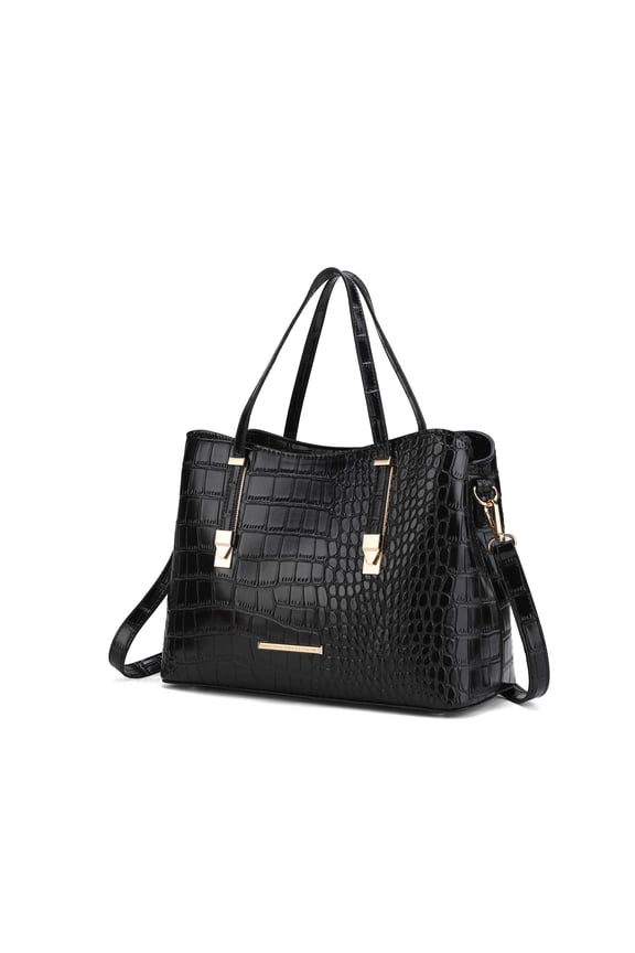 Aurelia Women's Tote Bag, Crocodile Vegan Leather Handbag Purse by Mia K - Black
