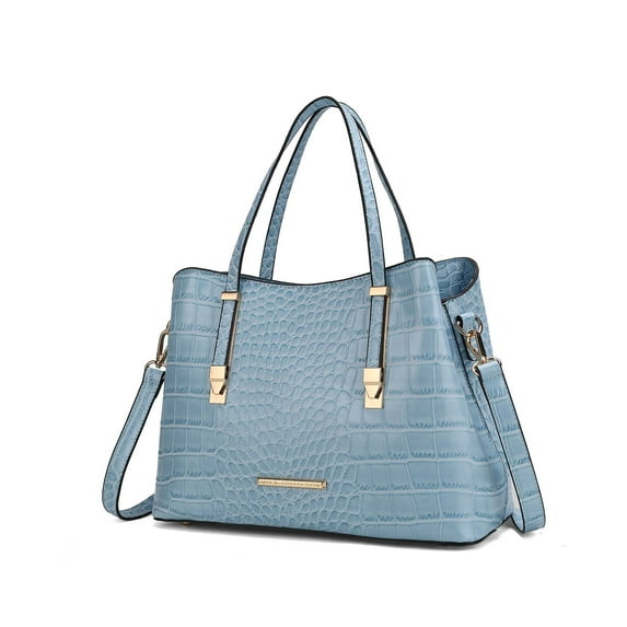 MKF Collection Aurelia Women's Tote Bag, Crocodile Vegan Leather Handbag Purse by Mia K - Denim