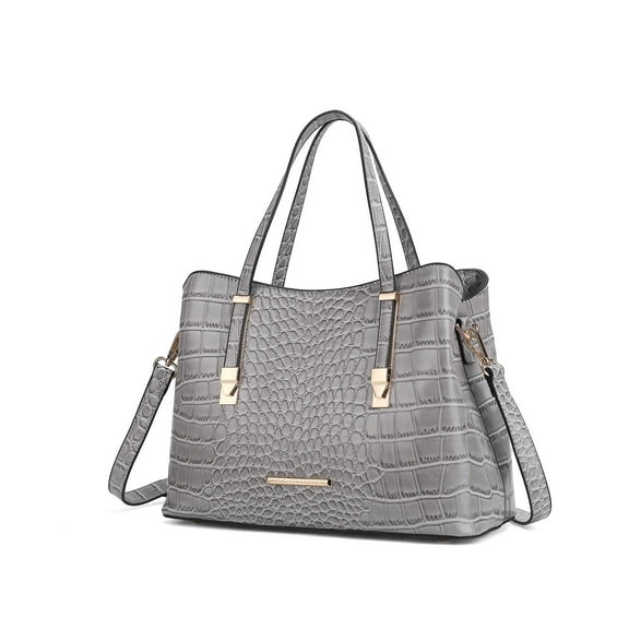MKF Collection Aurelia Women's Tote Bag, Crocodile Vegan Leather Handbag Purse by Mia K - Gray