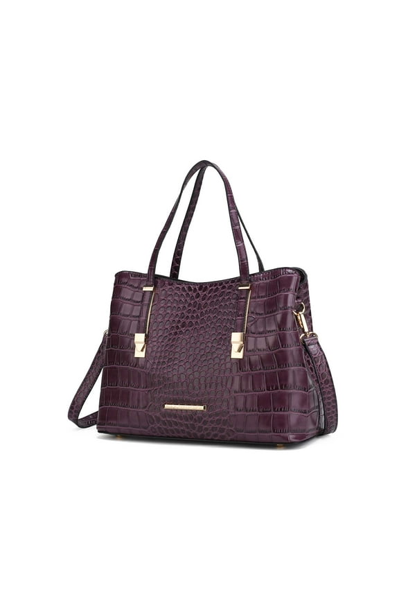 Aurelia Women's Tote Bag, Crocodile Vegan Leather Handbag Purse by Mia K - Purple