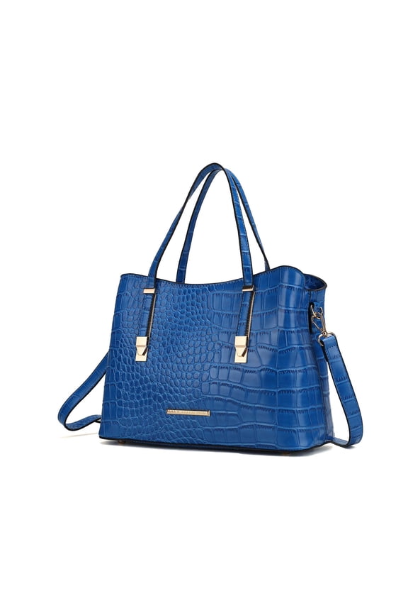 Aurelia Women's Tote Bag, Crocodile Vegan Leather Handbag Purse by Mia K - Royal Blue