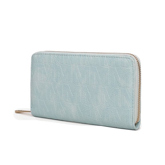 MKF Collection Aurora Women's Wristlet Wallet, Signature Vegan Leather Fashion Purse Pouch Handbag by Mia K - Light Blue