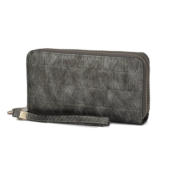 MKF Collection Aurora Women's Wristlet Wallet, Signature Vegan Leather Fashion Purse Pouch Handbag by Mia K - Pewter