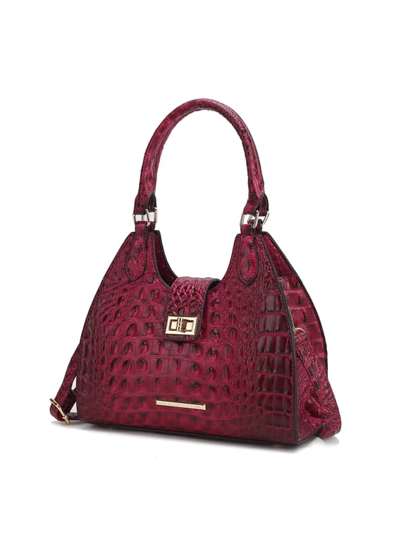 Ava Women’s Tote Bag Faux Crocodile-Embossed Vegan Leather Handbag by Mia K - Fuchsia