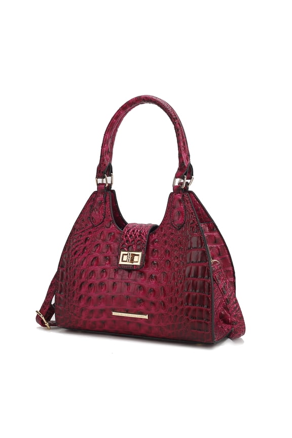 Ava Women’s Tote Bag Faux Crocodile-Embossed Vegan Leather Handbag by Mia K - Fuchsia