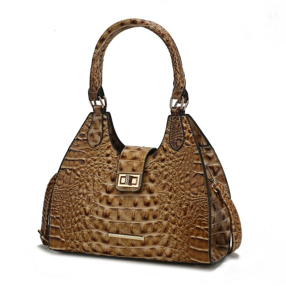MKF Collection Ava Women’s Tote Bag Faux Crocodile-Embossed Vegan Leather Handbag by Mia K - Taupe