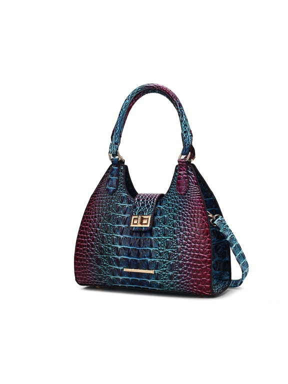 Ava Women's Tote Bag, Gradient Crocodile Vegan Leather Handbag Purse by Mia K - Blue