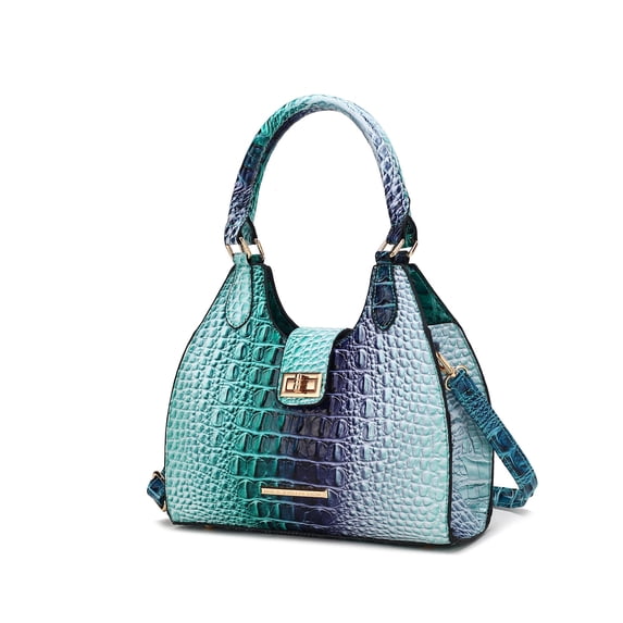 MKF Collection Ava Women's Tote Bag, Gradient Crocodile Vegan Leather Handbag Purse by Mia K - Turquoise Blue