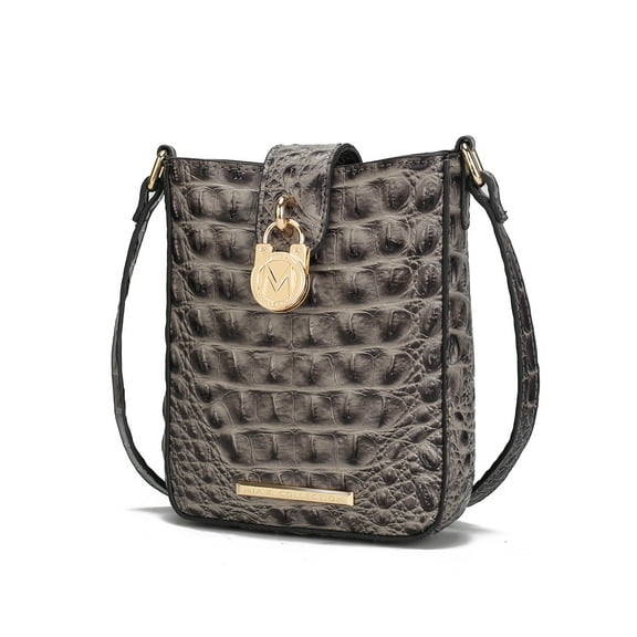 MKF Collection Avery Faux Crocodile Embossed Vegan Leather Women’s Crossbody Bag, Modern Crossover Purse Handbag by Mia K - Charcoal Gray
