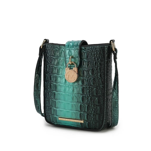 MKF Collection Avery Faux Crocodile Embossed Vegan Leather Women’s Crossbody Bag, Modern Crossover Purse Handbag by Mia K - Green