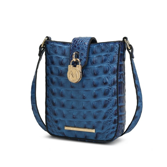 MKF Collection Avery Faux Crocodile Embossed Vegan Leather Women’s Crossbody Bag, Modern Crossover Purse Handbag by Mia K - Royal Blue