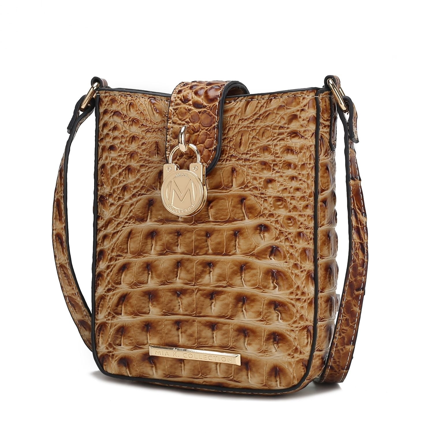 BRAHMIN Leather REPLACEMENT STRAP GOLD TONE HARDWARE CROC EMBOSSED This  strap has no signs of wear