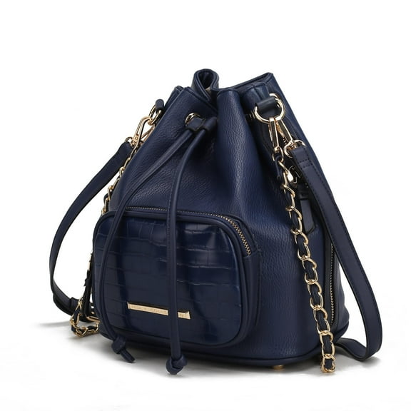 MKF Collection Azalea Women's Vegan Leather Bucket Bag by Mia K - Navy