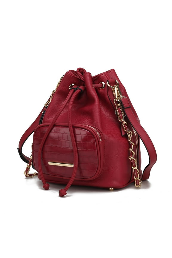 Azalea Women's Vegan Leather Bucket Bag by Mia K - Red
