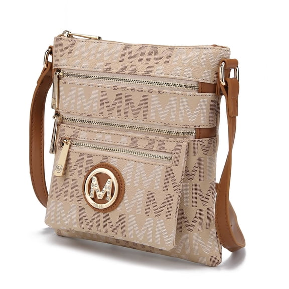 MKF Collection Beatrice Women's M Signature Multi Compartments Crossbody by Mia K - Beige