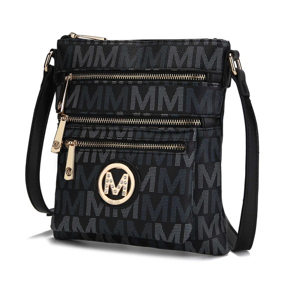MKF Collection Beatrice Women's M Signature Multi Compartments Crossbody by Mia K- Black