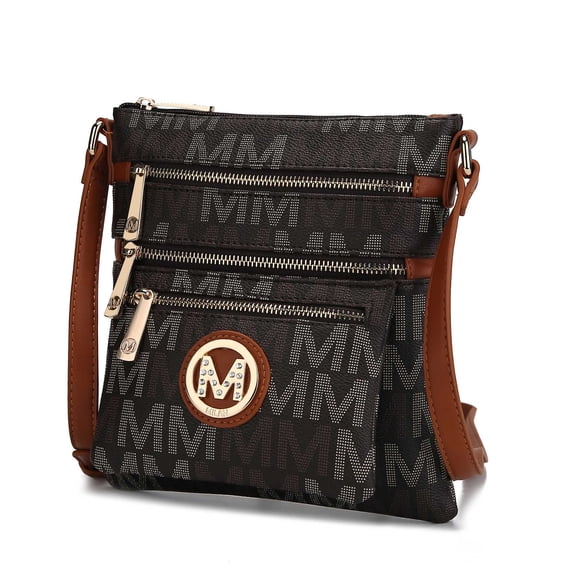 MKF Collection Beatrice Women's M Signature Multi Compartments Crossbody by Mia K - Brown