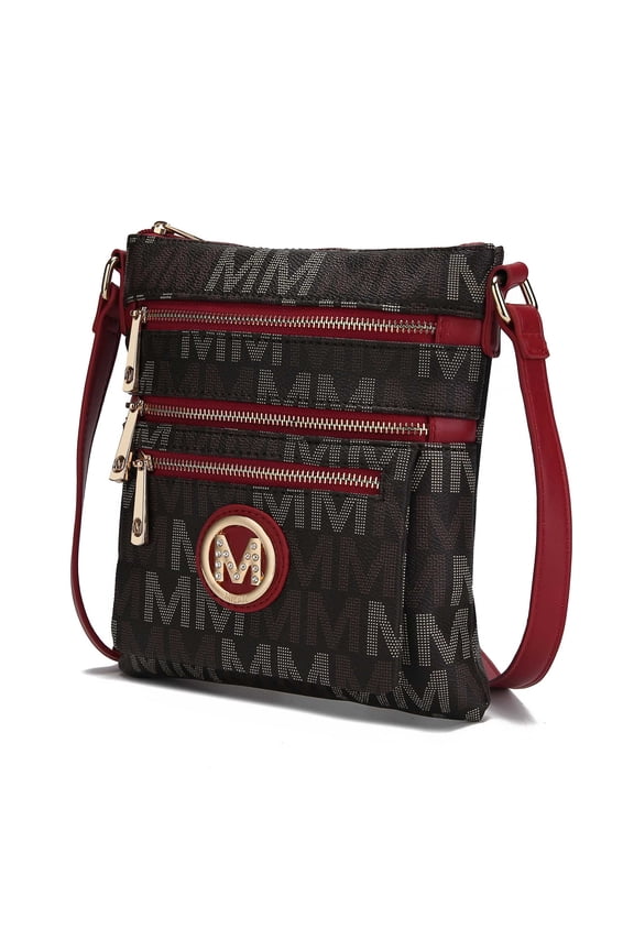 Beatrice Women's M Signature Multi Compartments Crossbody by Mia K- Red
