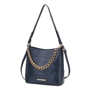 MKF Collection Bizzy Faux Crocodile-Embossed Vegan Leather Women s Shoulder Bag, Crossbody Purse Handbag by Mia K - Navy