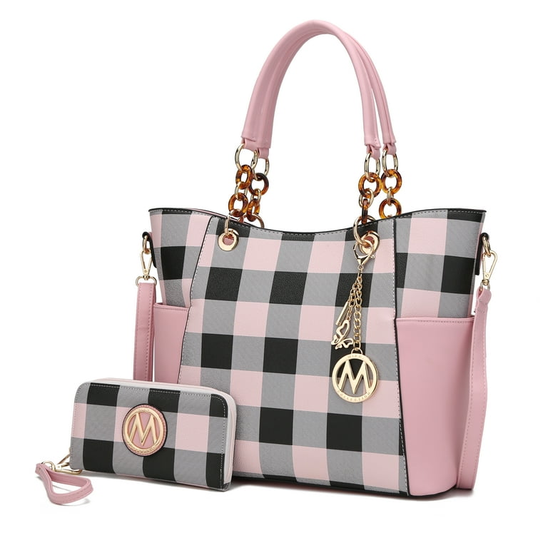 MKF Collection Bonita Checker Women's Tote Bag with Wristlet MKF Collection Bonita Checker Women's Tote Bag with Wristlet