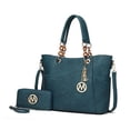 thumbnail image 1 of MKF Collection Bonita Vegan Leather Tote Bag & Wallet Set by Mia K. - Teal, 1 of 9