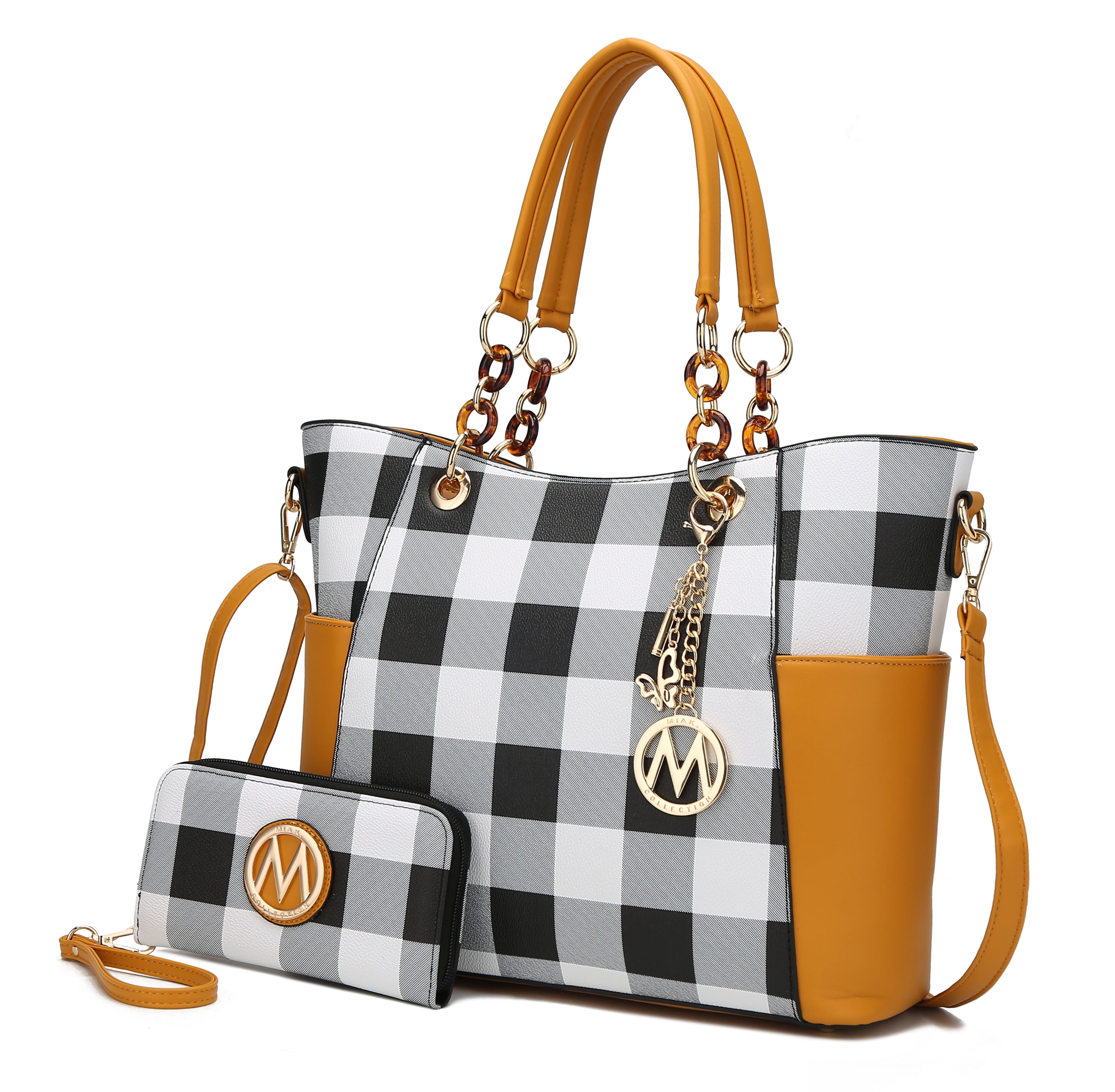 Mkf bonita checkered tote hotsell