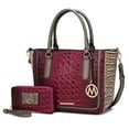 thumbnail image 1 of MKF Collection Bonnie Crocodile Vegan Leather Women’s Satchel Bag & Wristlet Wallet, Shoulder Purse Handbag 2 pcs Set by Mia K - Fuchsia, 1 of 12