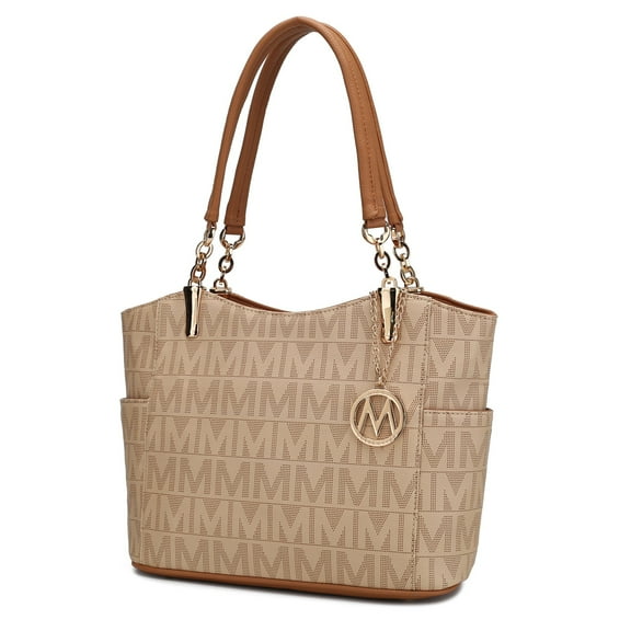MKF Collection Braylee M Signature Women's Tote Bag, Functional Purse Handbag by Mia K - Beige