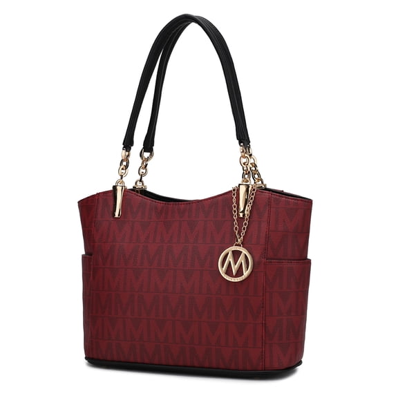 MKF Collection Braylee M Signature Women's Tote Bag, Functional Purse Handbag by Mia K - Burgundy