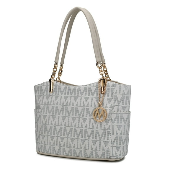 MKF Collection Braylee M Signature Women's Tote Bag, Functional Purse Handbag by Mia K - White