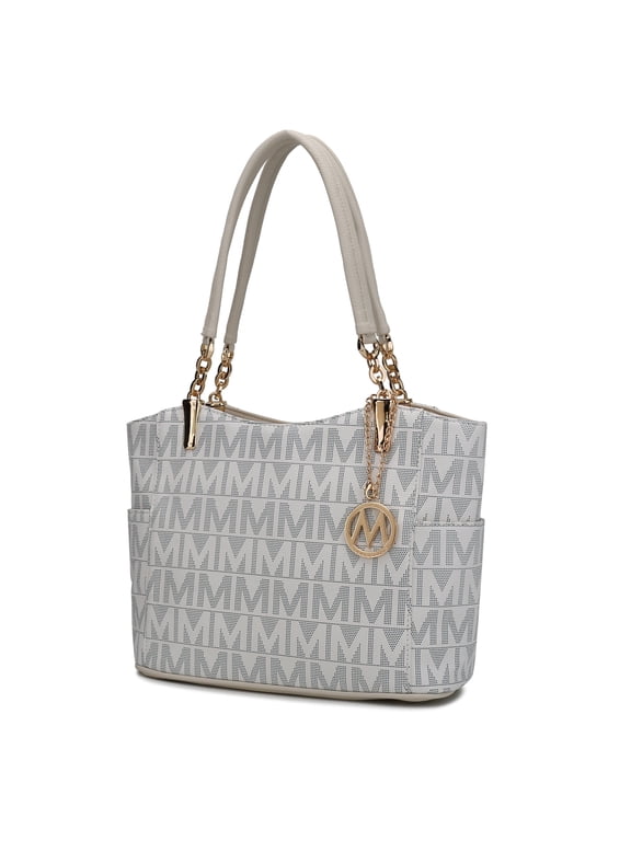 Braylee M Signature Women's Tote Bag, Functional Purse Handbag by Mia K - White