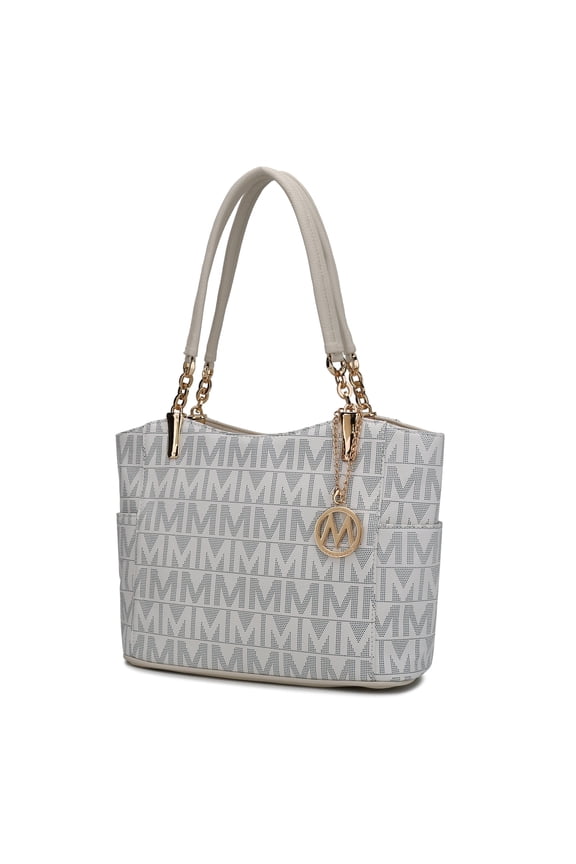 Braylee M Signature Women's Tote Bag, Functional Purse Handbag by Mia K - White