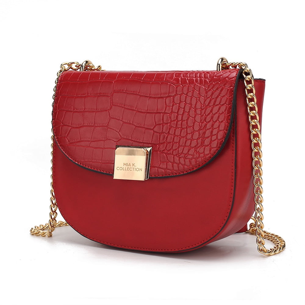 MKF Collection Brooklyn Women's Shoulder Bag, Crocodile Embossed Vegan Leather by Mia K. - Red