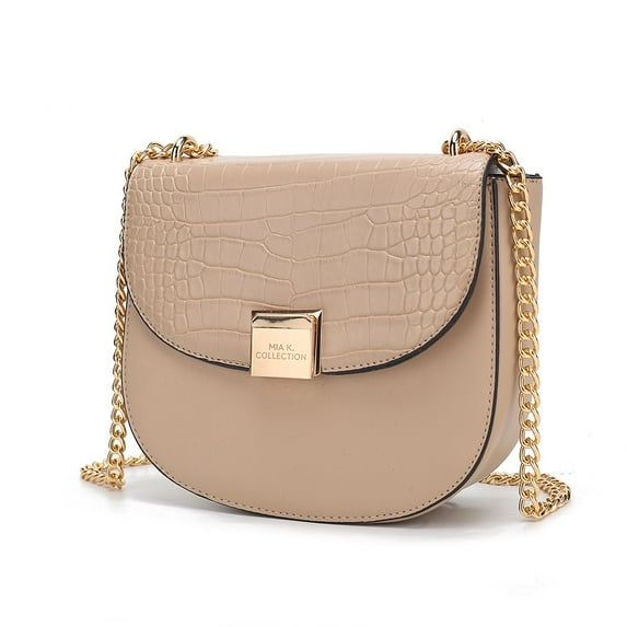 MKF Collection Brooklyn Women's Shoulder Bag, Crocodile Embossed Vegan Leather by Mia K. - Taupe