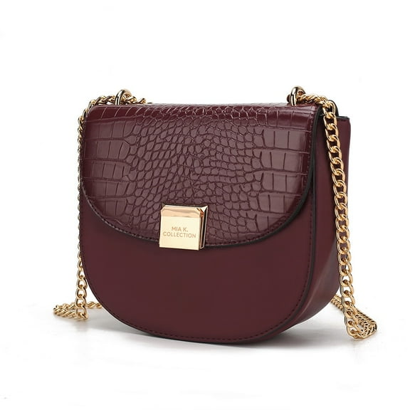MKF Collection Brooklyn Women's Shoulder Bag, Crocodile Embossed Vegan Leather by Mia K. - Wine