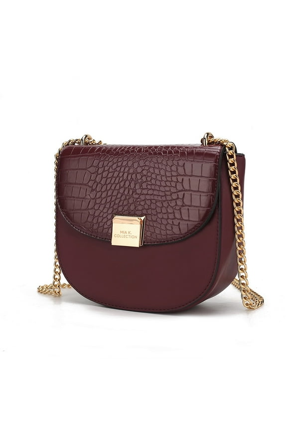 Brooklyn Women's Shoulder Bag, Crocodile Embossed Vegan Leather by Mia K. - Wine