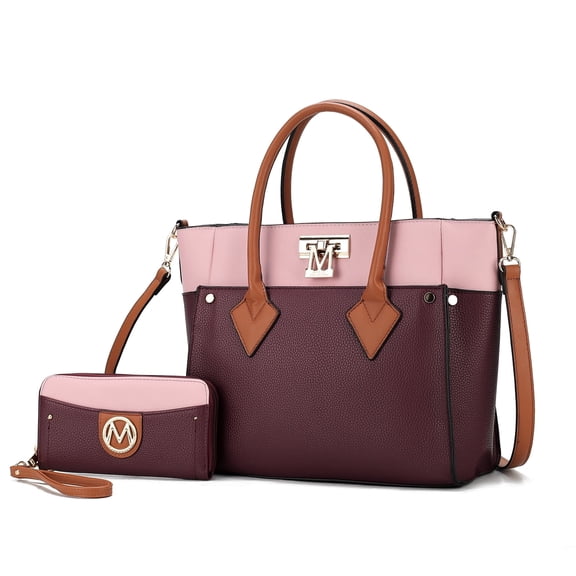 MKF Collection Brynlee Women's Tote Bag & Wristlet Wallet, Crossbody Purse Handbag 2 Pcs by Mia K - Burgundy