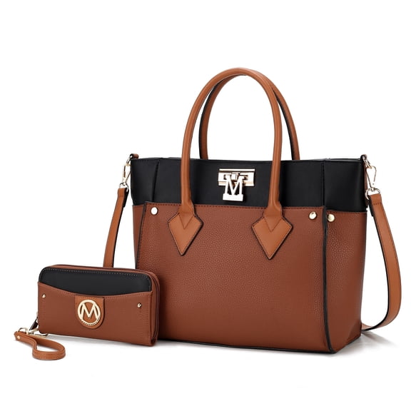 MKF Collection Brynlee Women's Tote Bag & Wristlet Wallet, Crossbody Purse Handbag 2 Pcs by Mia K - Cognac