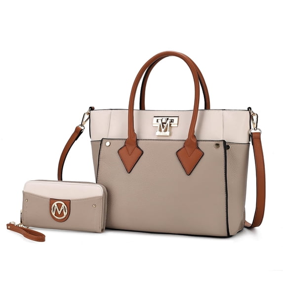 MKF Collection Brynlee Women's Tote Bag & Wristlet Wallet, Crossbody Purse Handbag 2 Pcs by Mia K - Taupe