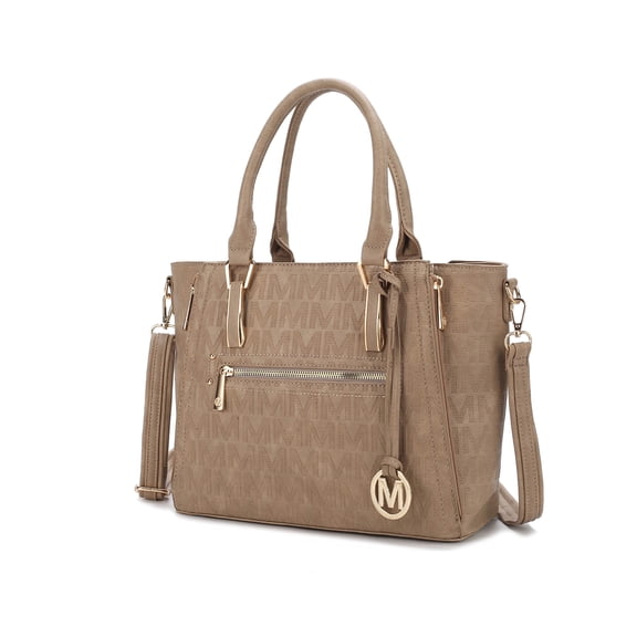 MKF Collection Cairo M Signature Women's Satchel Handbag by Mia K. - Taupe