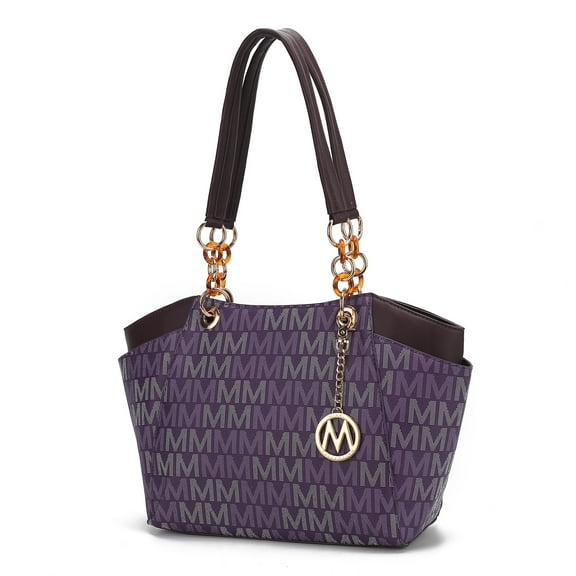 MKF Collection Cameron Women's Tote Handbag M Signature Double Handle by Mia K -Dark Purple