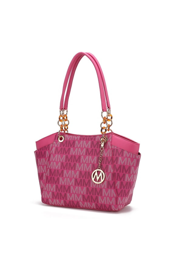 Cameron Women's Tote Handbag M Signature Double Handle by Mia K -Fuchsia