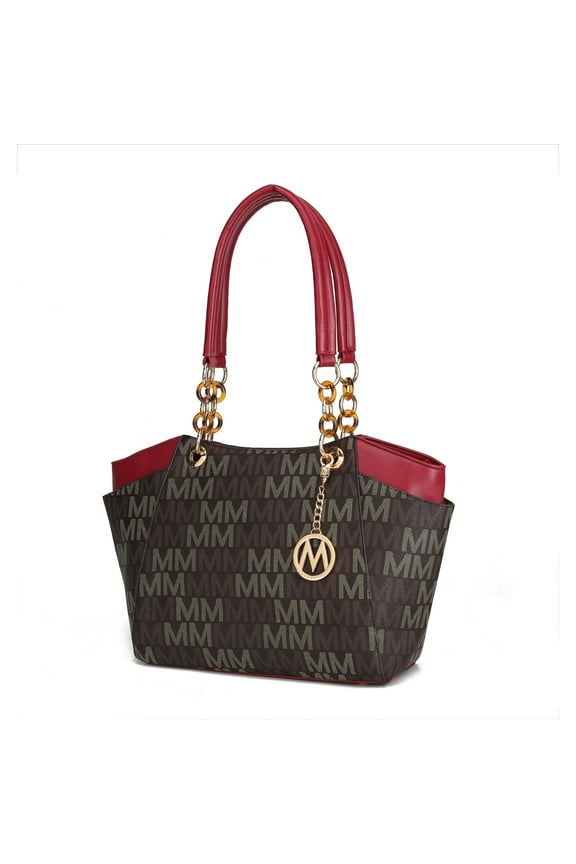Cameron Women's Tote Handbag M Signature Double Handle by Mia K - Red