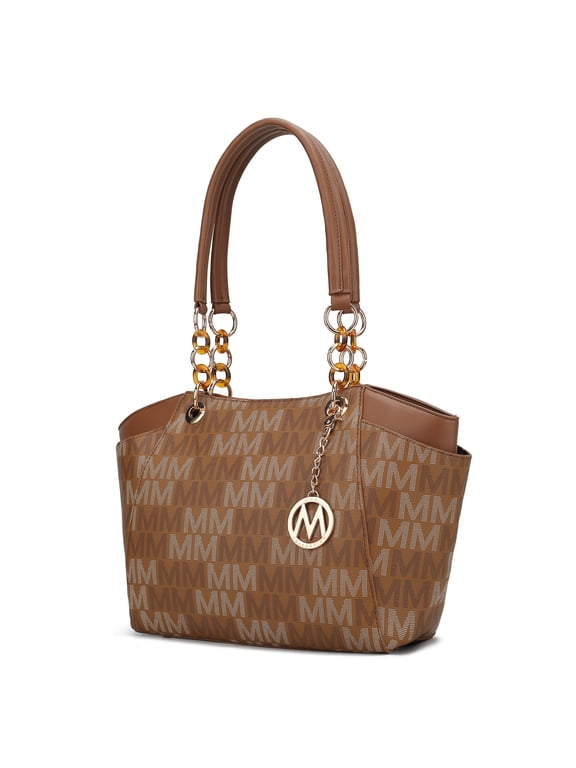 Cameron Women's Tote Handbag M Signature Double Handle by Mia K -Tan Brown