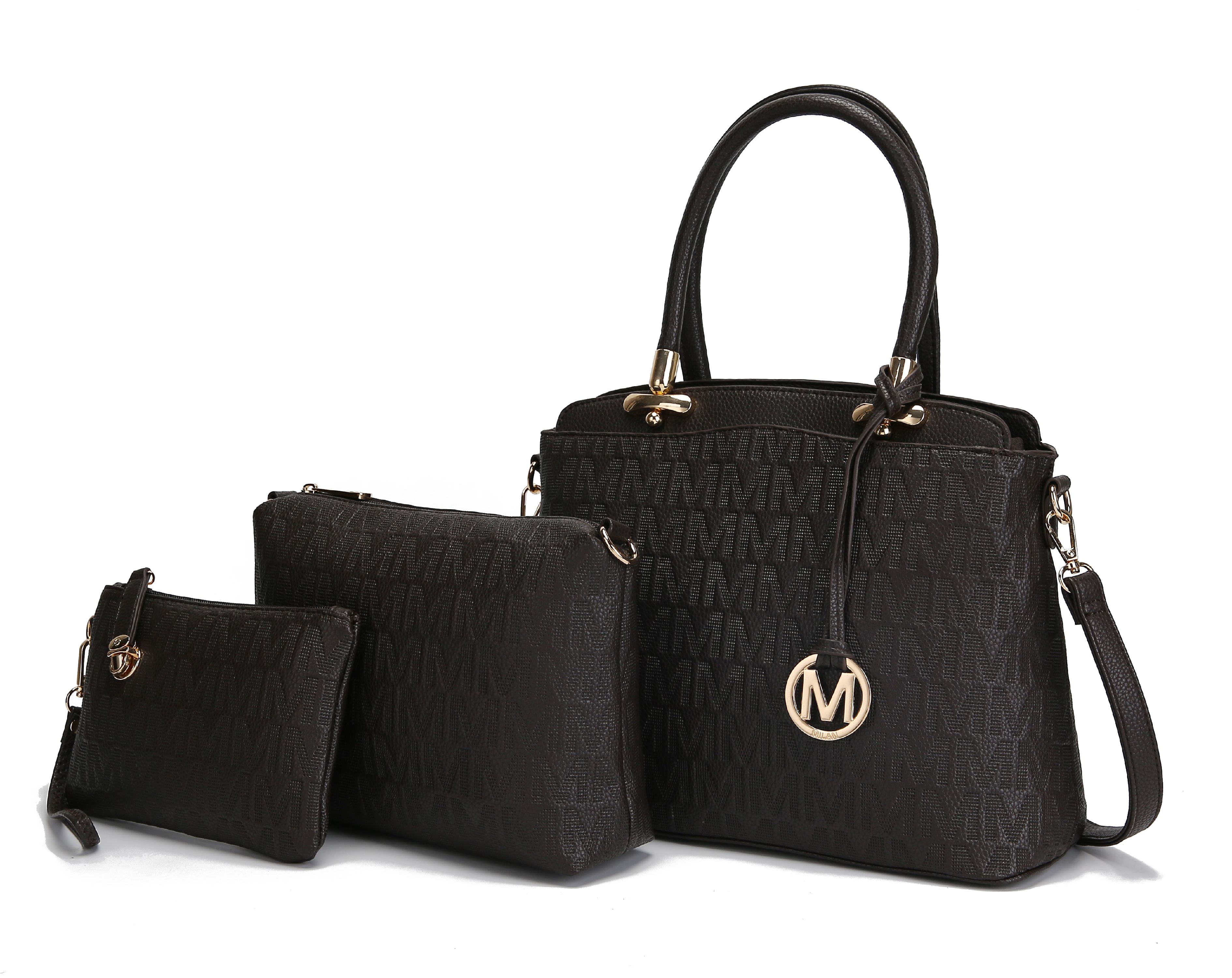 MKF Collection Cammy 3 PC Set Satchel Handbag/Pouch/Wristlet by Mia K