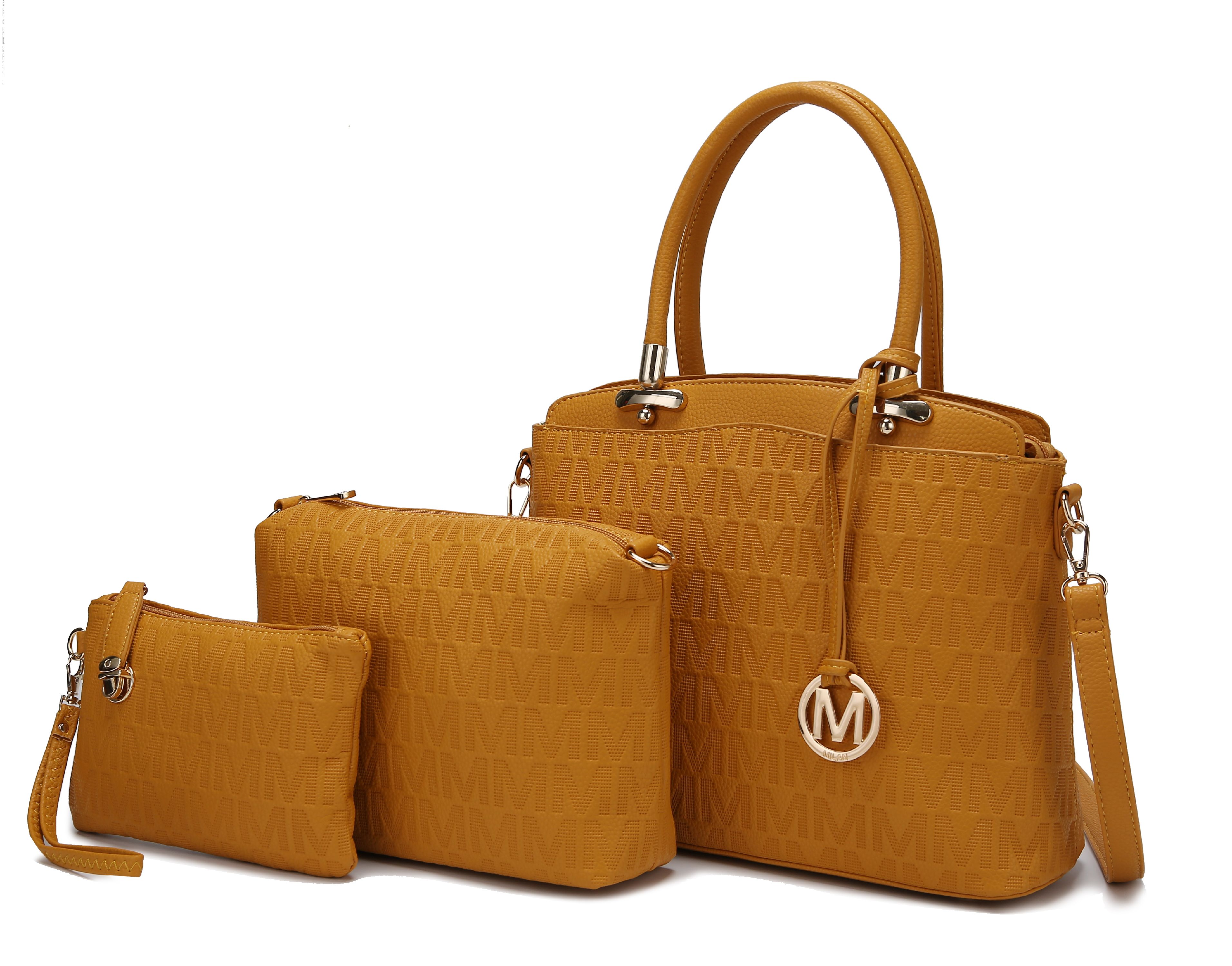 MKF Collection Cammy 3 PC Set Satchel Handbag/Pouch/Wristlet by Mia K