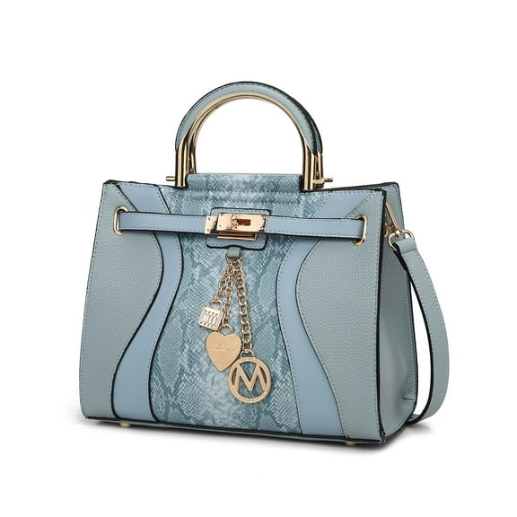 MKF Collection Cassia Women’s Satchel Bag Vegan Leather Snake Crossbody Bag Handbag Purse by Mia K- Denim Blue