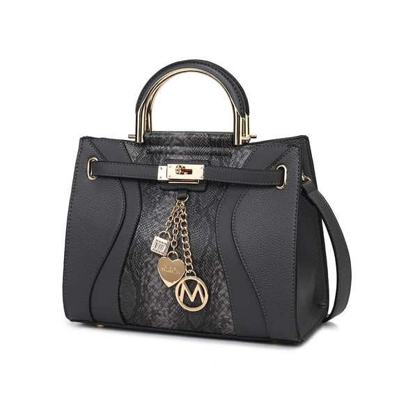 MKF Collection Cassia Women’s Satchel Bag Vegan Leather Snake Crossbody Bag Handbag Purse by Mia K- Charcoal
